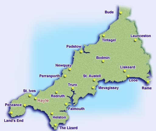 Cornwall Beaches map